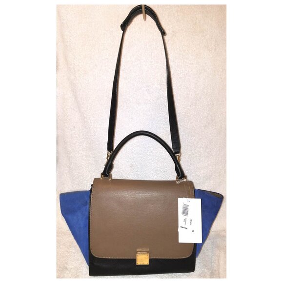 NWT EXTRA LARGE CELINE TRAPEZE TRICOLOR CROSSBODY/SATCHEL/SHOULDER HANDBAG - Picture 1 of 12